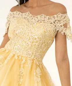 Prom Embroidered Short Off Shoulder Dress By Elizabeth K GS1953 38 Prom Embroidered Short Off Shoulder Dress By Elizabeth K GS1953