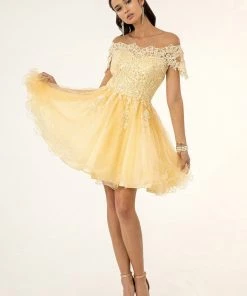 Prom Embroidered Short Off Shoulder Dress By Elizabeth K GS1953 37 Prom Embroidered Short Off Shoulder Dress By Elizabeth K GS1953