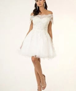 Prom Embroidered Short Off Shoulder Dress By Elizabeth K GS1953 29 Prom Embroidered Short Off Shoulder Dress By Elizabeth K GS1953