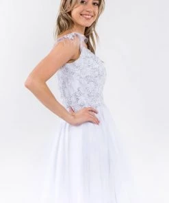 Embroidered Short Ruffled Dress By Elizabeth K GS1966