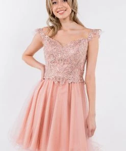 Embroidered Short Ruffled Dress By Elizabeth K GS1966