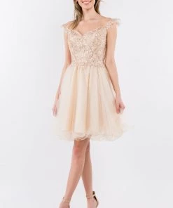 Embroidered Short Ruffled Dress By Elizabeth K GS1966