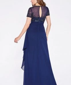 Embroidered Short Sleeve Gown By Cinderella Divine J0295