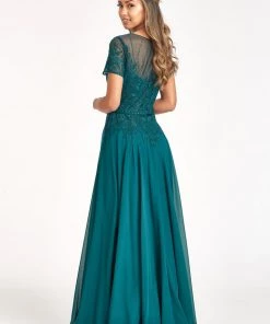 Embroidered Short Sleeve Gown By Elizabeth K GL3067 26 Embroidered Short Sleeve Gown By Elizabeth K GL3067