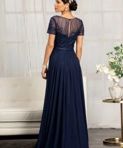 Embroidered Short Sleeve Gown By Elizabeth K GL3067