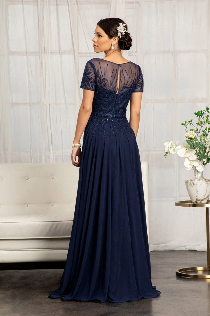 Embroidered Short Sleeve Gown By Elizabeth K GL3067 4 Embroidered Short Sleeve Gown By Elizabeth K GL3067