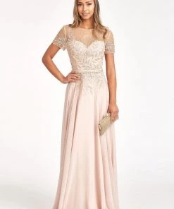 Embroidered Short Sleeve Gown By Elizabeth K GL3067 21 Embroidered Short Sleeve Gown By Elizabeth K GL3067
