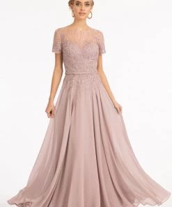 Embroidered Short Sleeve Gown By Elizabeth K GL3067 29 Embroidered Short Sleeve Gown By Elizabeth K GL3067