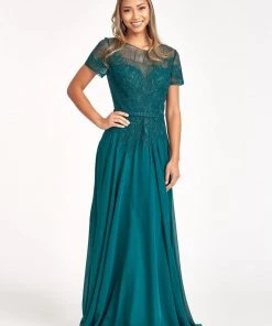 Embroidered Short Sleeve Gown By Elizabeth K GL3067 25 Embroidered Short Sleeve Gown By Elizabeth K GL3067