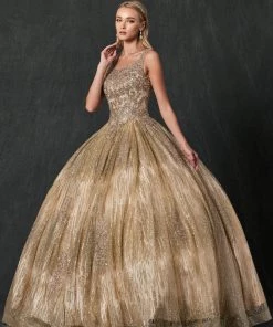 Embroidered Sleeveless Glitter Ball Gown By Juliet 1429