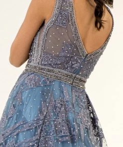 Embroidered Sleeveless Gown By Elizabeth K GL1919