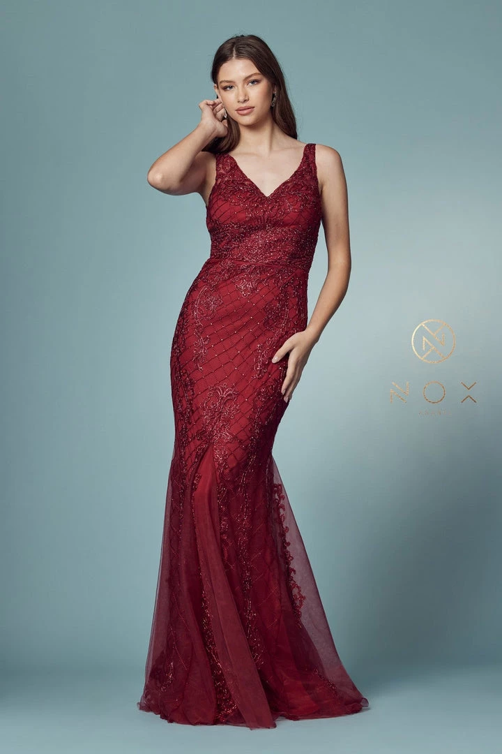 Embroidered Sleeveless Mermaid Dress By Nox Anabel A398 10 Embroidered Sleeveless Mermaid Dress By Nox Anabel A398