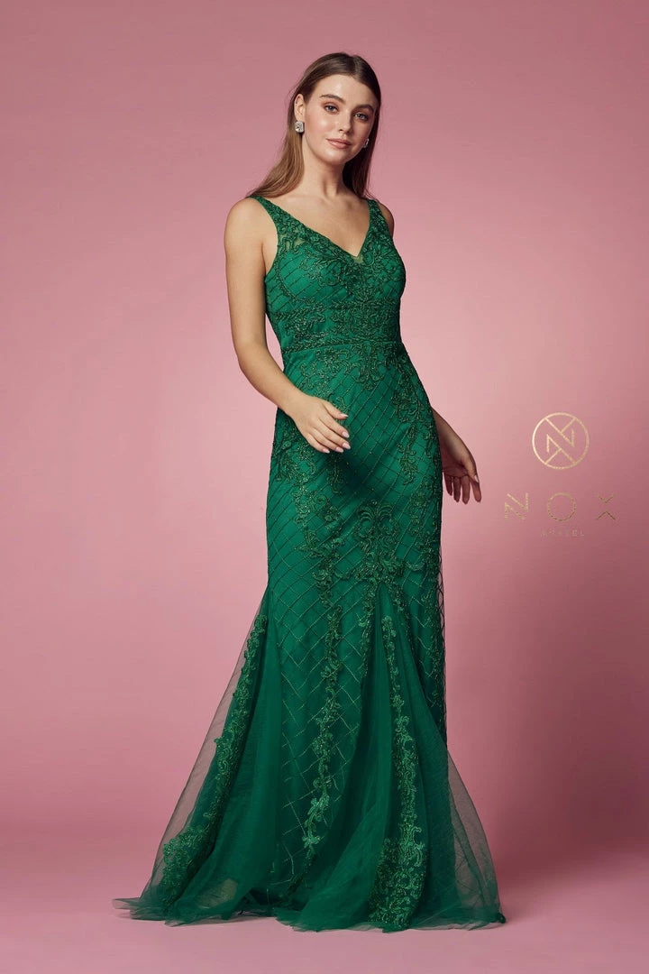 Embroidered Sleeveless Mermaid Dress By Nox Anabel A398 30 Embroidered Sleeveless Mermaid Dress By Nox Anabel A398