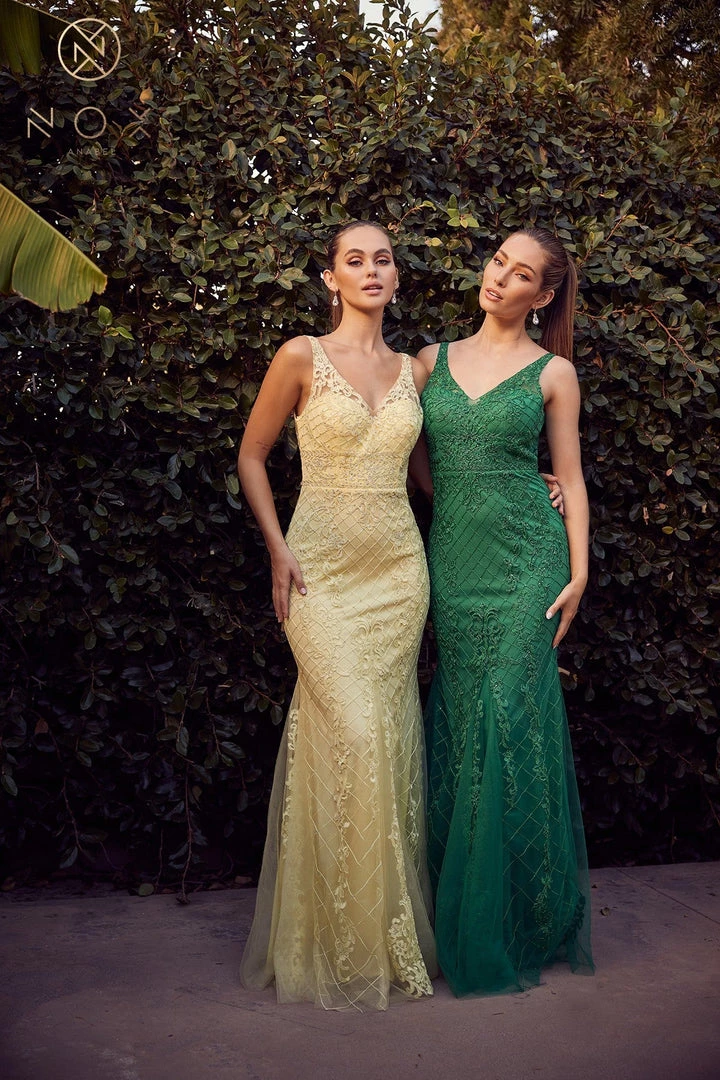 Embroidered Sleeveless Mermaid Dress By Nox Anabel A398 3 Embroidered Sleeveless Mermaid Dress By Nox Anabel A398