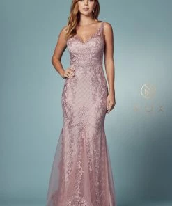 Embroidered Sleeveless Mermaid Dress By Nox Anabel A398 51 Embroidered Sleeveless Mermaid Dress By Nox Anabel A398