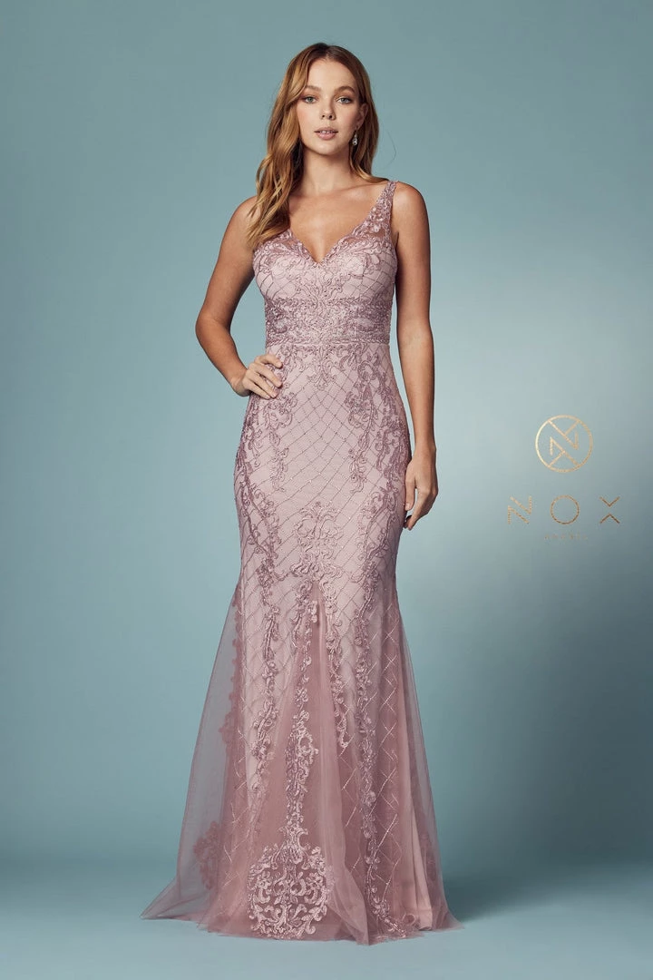 Embroidered Sleeveless Mermaid Dress By Nox Anabel A398 18 Embroidered Sleeveless Mermaid Dress By Nox Anabel A398