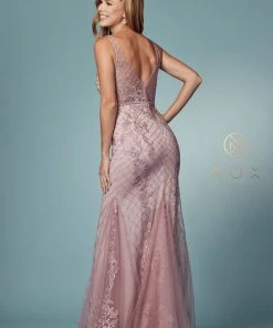 Embroidered Sleeveless Mermaid Dress By Nox Anabel A398 52 Embroidered Sleeveless Mermaid Dress By Nox Anabel A398