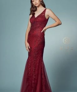 Embroidered Sleeveless Mermaid Dress By Nox Anabel A398 45 Embroidered Sleeveless Mermaid Dress By Nox Anabel A398