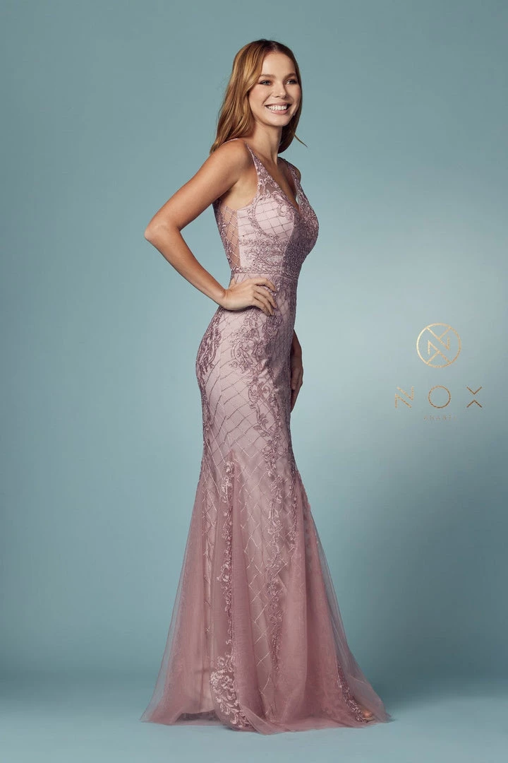 Embroidered Sleeveless Mermaid Dress By Nox Anabel A398 21 Embroidered Sleeveless Mermaid Dress By Nox Anabel A398