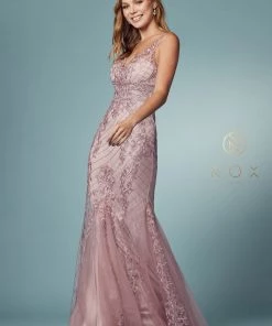 Embroidered Sleeveless Mermaid Dress By Nox Anabel A398 53 Embroidered Sleeveless Mermaid Dress By Nox Anabel A398