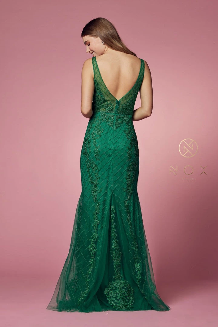 Embroidered Sleeveless Mermaid Dress By Nox Anabel A398 4 Embroidered Sleeveless Mermaid Dress By Nox Anabel A398