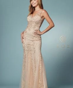 Embroidered Sleeveless Mermaid Dress By Nox Anabel A398 61 Embroidered Sleeveless Mermaid Dress By Nox Anabel A398