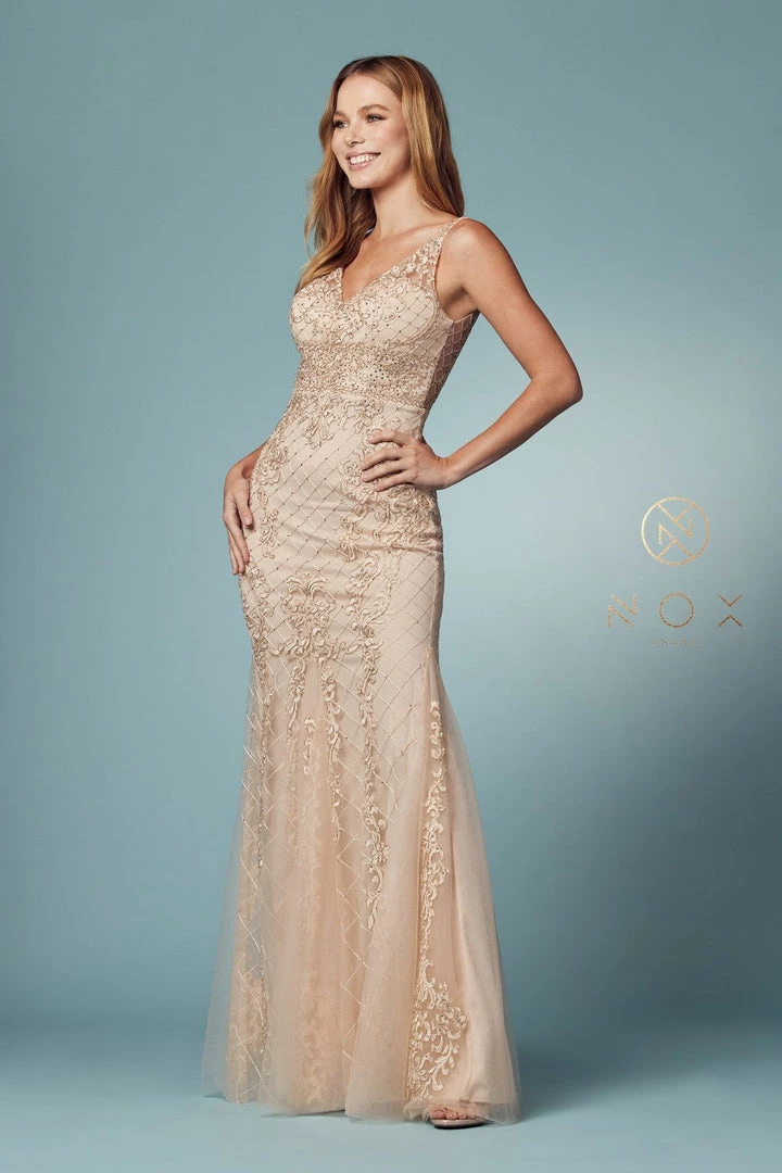 Embroidered Sleeveless Mermaid Dress By Nox Anabel A398 28 Embroidered Sleeveless Mermaid Dress By Nox Anabel A398