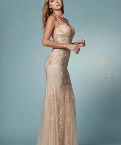 Embroidered Sleeveless Mermaid Dress By Nox Anabel A398 62 Embroidered Sleeveless Mermaid Dress By Nox Anabel A398