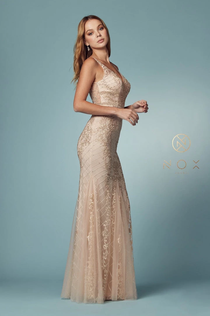 Embroidered Sleeveless Mermaid Dress By Nox Anabel A398 29 Embroidered Sleeveless Mermaid Dress By Nox Anabel A398