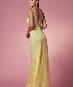 Embroidered Sleeveless Mermaid Dress By Nox Anabel A398 40 Embroidered Sleeveless Mermaid Dress By Nox Anabel A398