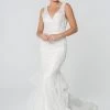 Embroidered Sleeveless Mermaid Wedding Gown By Elizabeth K GL2814