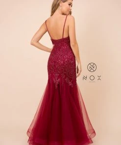 Prom Embroidered Sleeveless Tulle Mermaid Dress By Nox Anabel H402