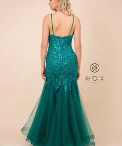 Prom Embroidered Sleeveless Tulle Mermaid Dress By Nox Anabel H402