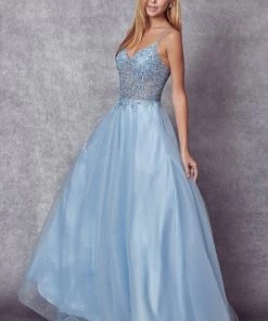 Embroidered Sparkle Tulle Gown By Juliet 268