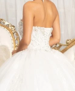 Embroidered Strapless Ball Gown By Elizabeth K GL3017