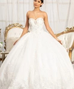 Embroidered Strapless Ball Gown By Elizabeth K GL3017