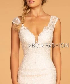 Embroidered V-Neck Mermaid Wedding Dress By Elizabeth K GL2595