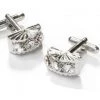 ABC Fashion Fan Shaped Silver Cufflinks With Clear Crystals Men 2 ABC Fashion Fan Shaped Silver Cufflinks With Clear Crystals Men