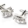ABC Fashion Fan Shaped Silver Cufflinks With Clear Crystals Men