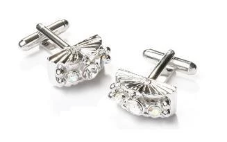 ABC Fashion Fan Shaped Silver Cufflinks With Clear Crystals Men 3 ABC Fashion Fan Shaped Silver Cufflinks With Clear Crystals Men