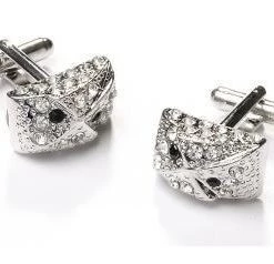ABC Fashion Fan Shaped Silver Cufflinks With Crystals