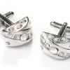 ABC Fashion Men Fan Shaped Silver Cufflinks With Crystals