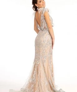 Prom Feather Glitter Mermaid Dress By Elizabeth K GL1983