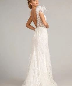 Prom Feather Glitter Mermaid Dress By Elizabeth K GL1983