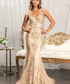 Prom Feather Glitter Mermaid Dress By Elizabeth K GL1983