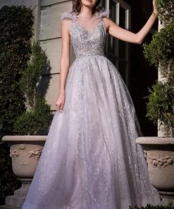 Prom Feather Layered Tulle Gown By Cinderella Divine B704