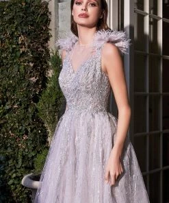 Prom Feather Layered Tulle Gown By Cinderella Divine B704