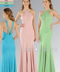 Prom Fit And Flare Long Dress With Keyhole Bodice By Poly USA 8058