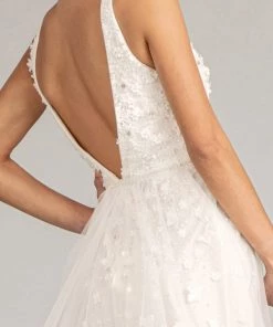 Fitted 3D Floral Applique Gown By Elizabeth K GL3011