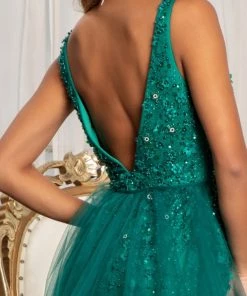 Fitted 3D Floral Applique Gown By Elizabeth K GL3011